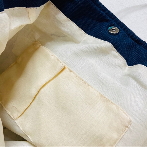 Tote Bag Beach Striped Blue White Canvas Tassels - Picture 8 of 8